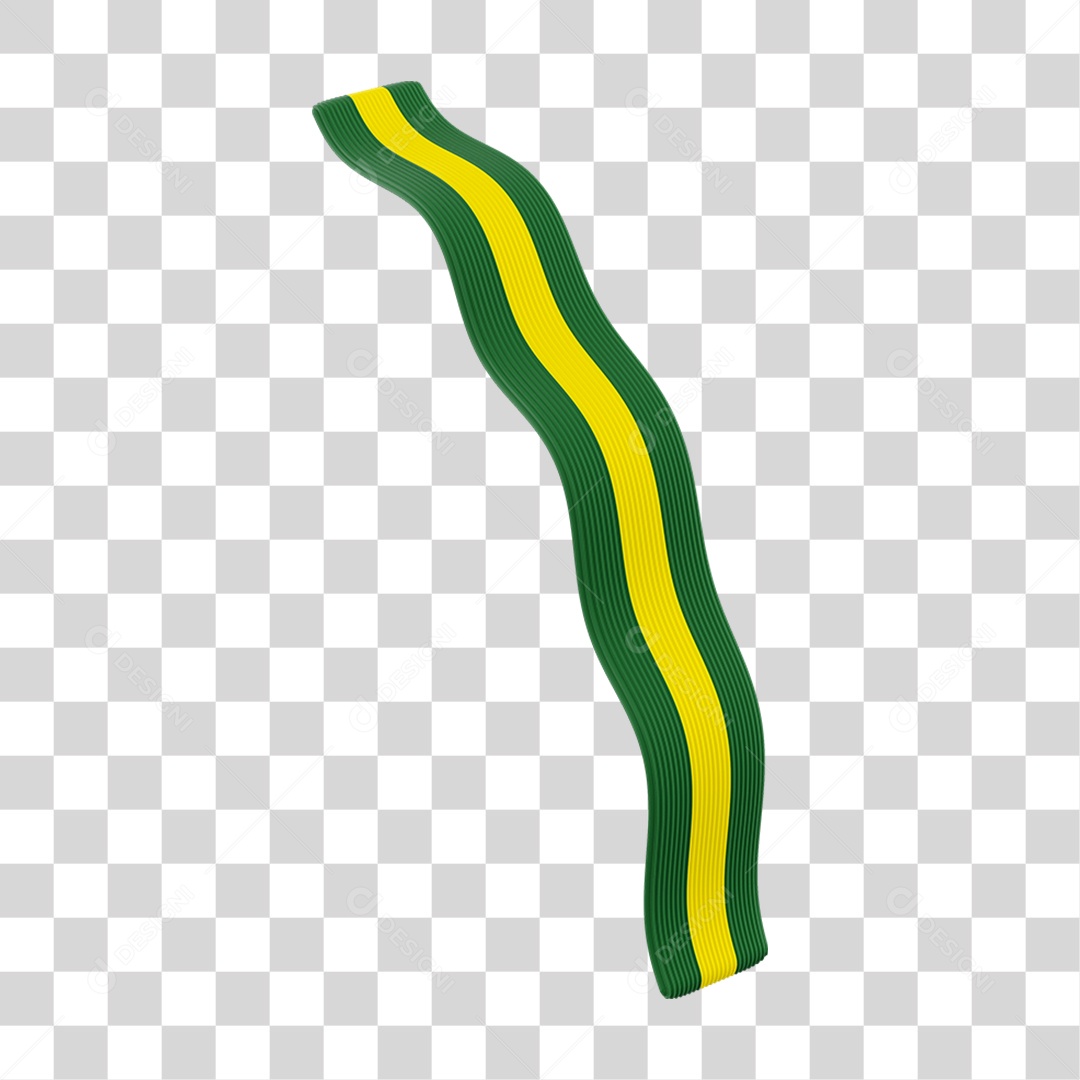 Elemento 3D Fitas Alinhadas Bandeira do Brasil para Composição PNG Transparente