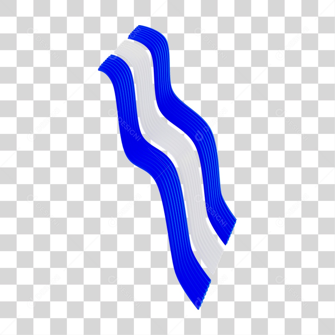 Elemento 3D Fitas Alinhadas Bandeira do Brasil para Composição PNG Transparente