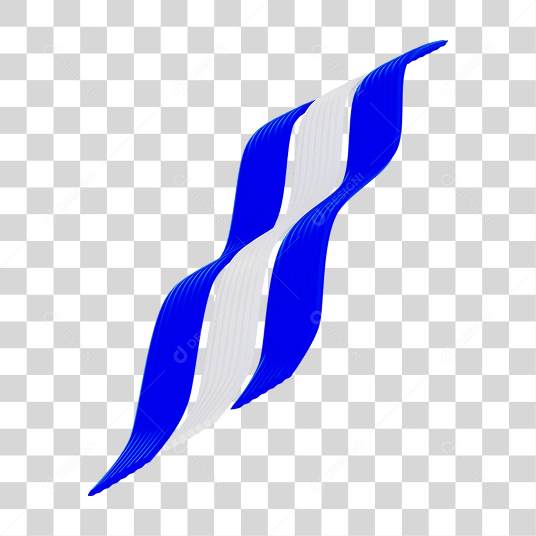 Elemento 3D Fitas Alinhadas Bandeira do Brasil para Composição PNG Transparente