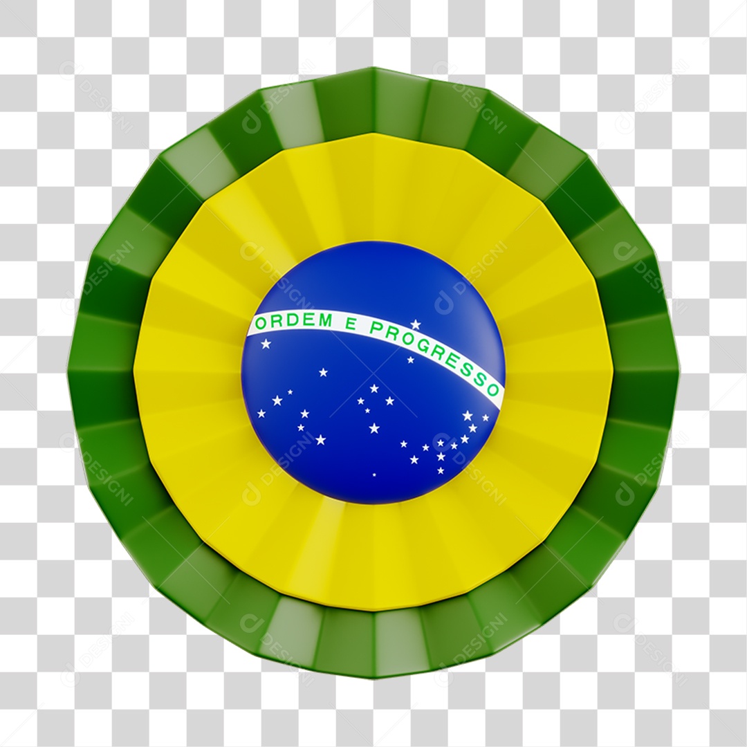 Elemento 3D Elemento Flor de Papel Bandeira do Brasil para Composição PNG Transparente