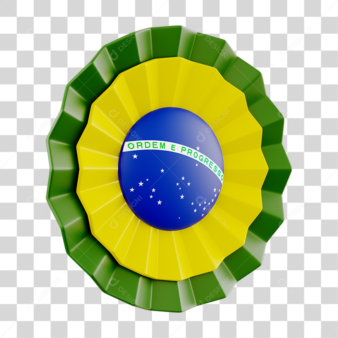 Elemento 3D Elemento Flor de Papel Bandeira do Brasil para Composição PNG Transparente