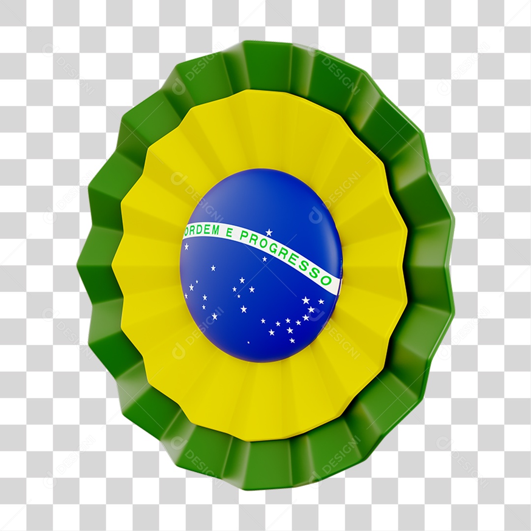 Elemento 3D Elemento Flor de Papel Bandeira do Brasil para Composição PNG Transparente