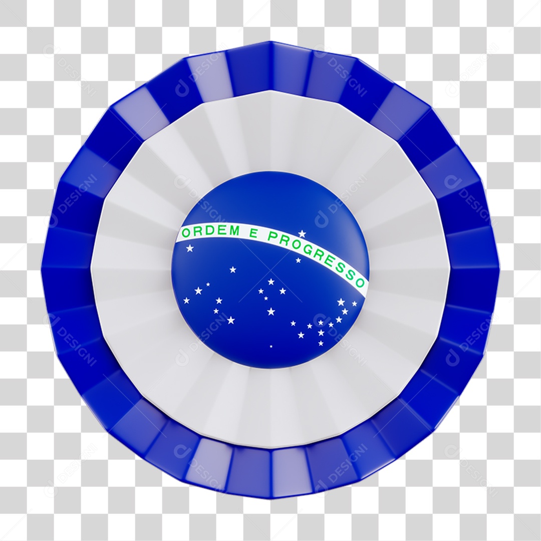 3D Element Paper Flower Element Brazilian Flag for Transparent PNG Composition