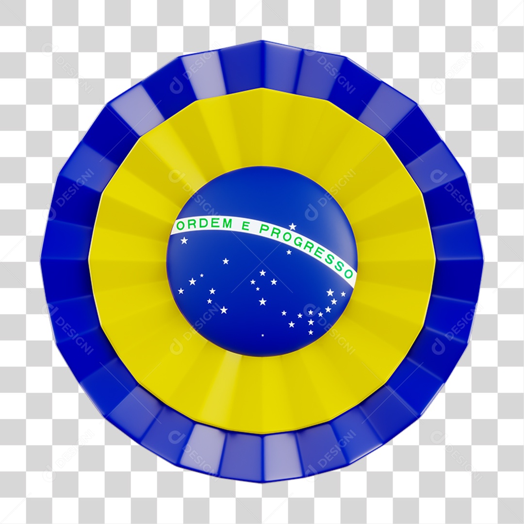 Elemento 3D Elemento Flor de Papel Bandeira do Brasil para Composição PNG Transparente