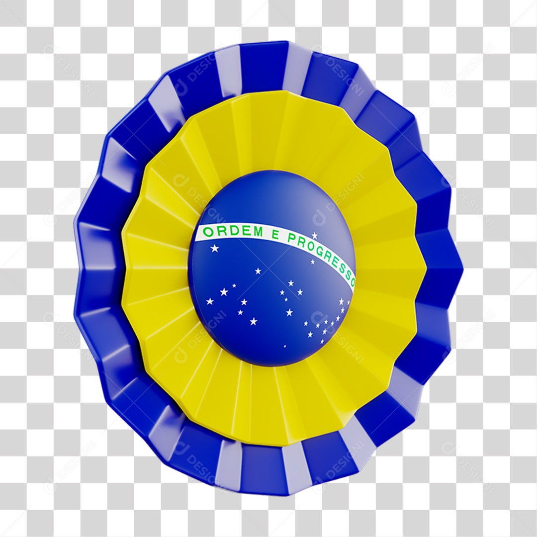Elemento 3D Elemento Flor de Papel Bandeira do Brasil para Composição PNG Transparente
