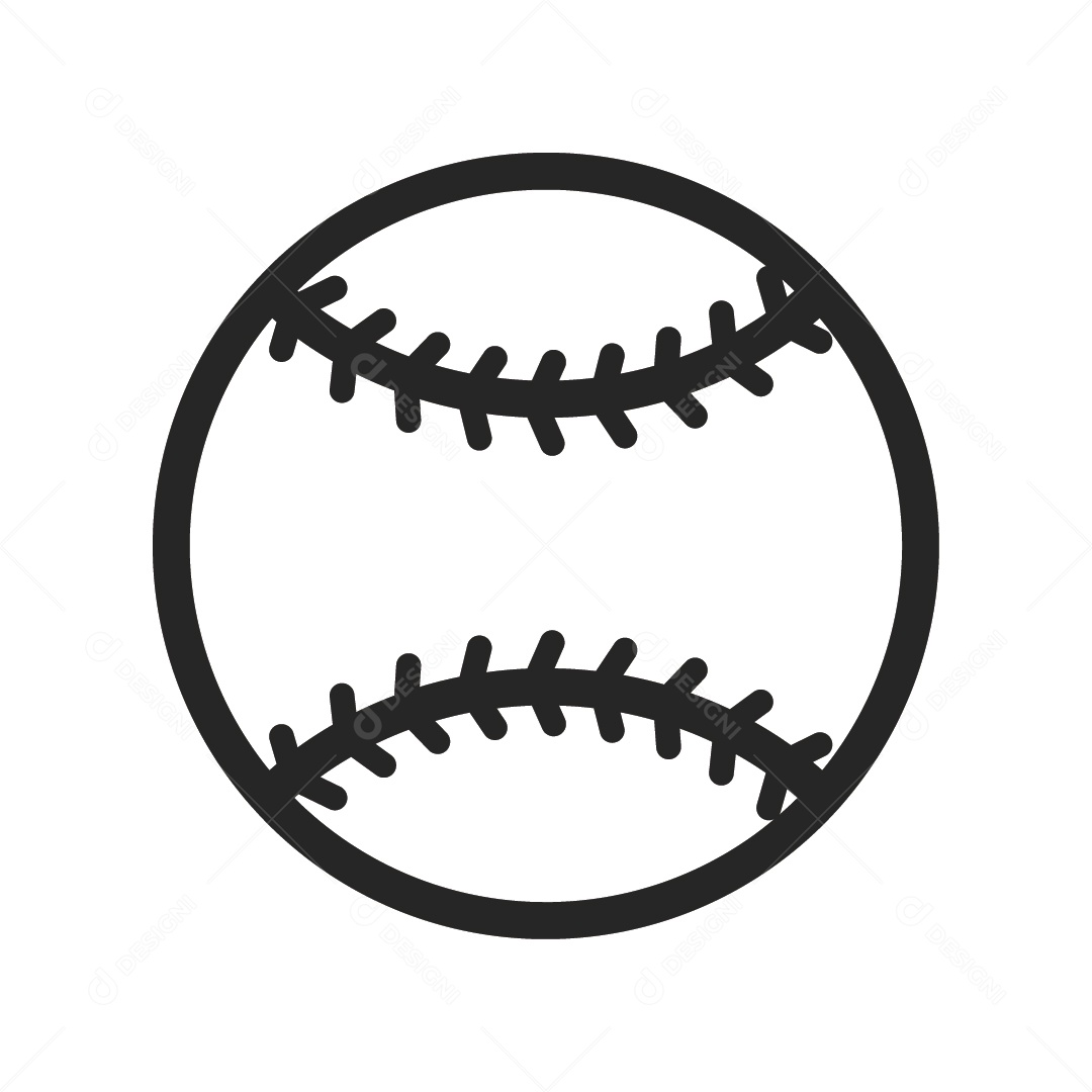 Bola de Baseball Preto e Branco Ilustração Vetor EPS