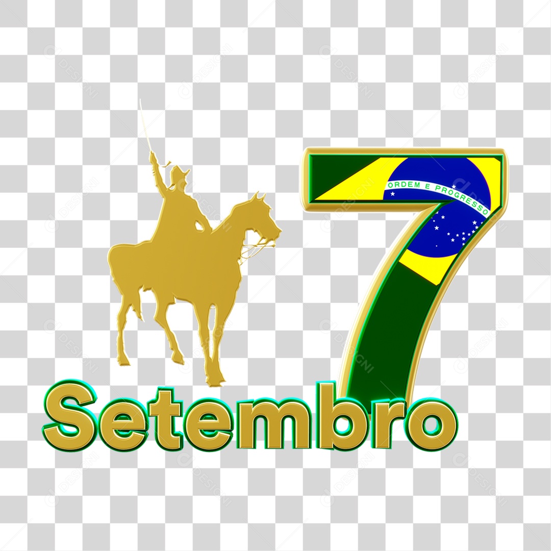 Elemento 3D 7 de Setembro para Composição PNG Transparente