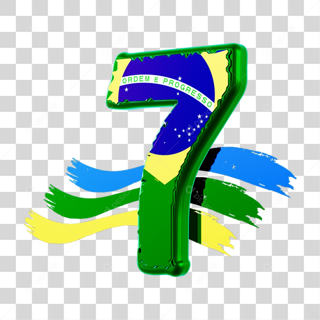 Elemento 3D 7 de Setembro para Composição PNG Transparente