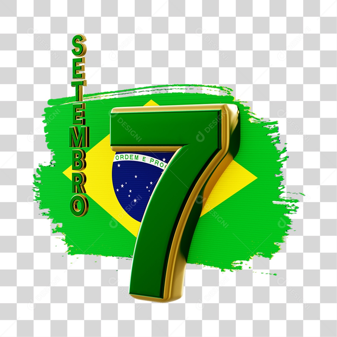 Elemento 3D 7 de Setembro para Composição PNG Transparente