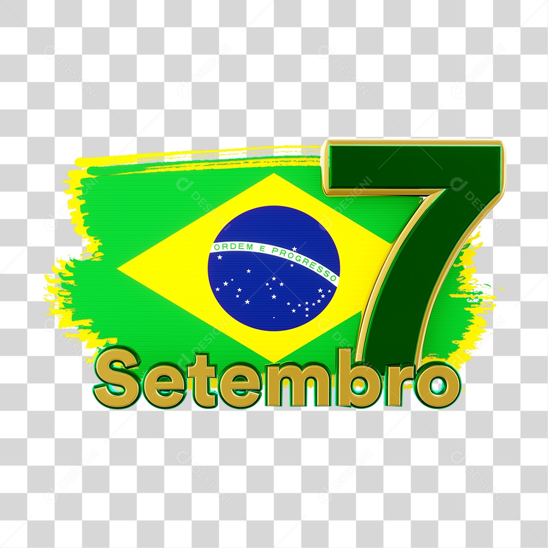 Elemento 3D 7 de Setembro para Composição PNG Transparente