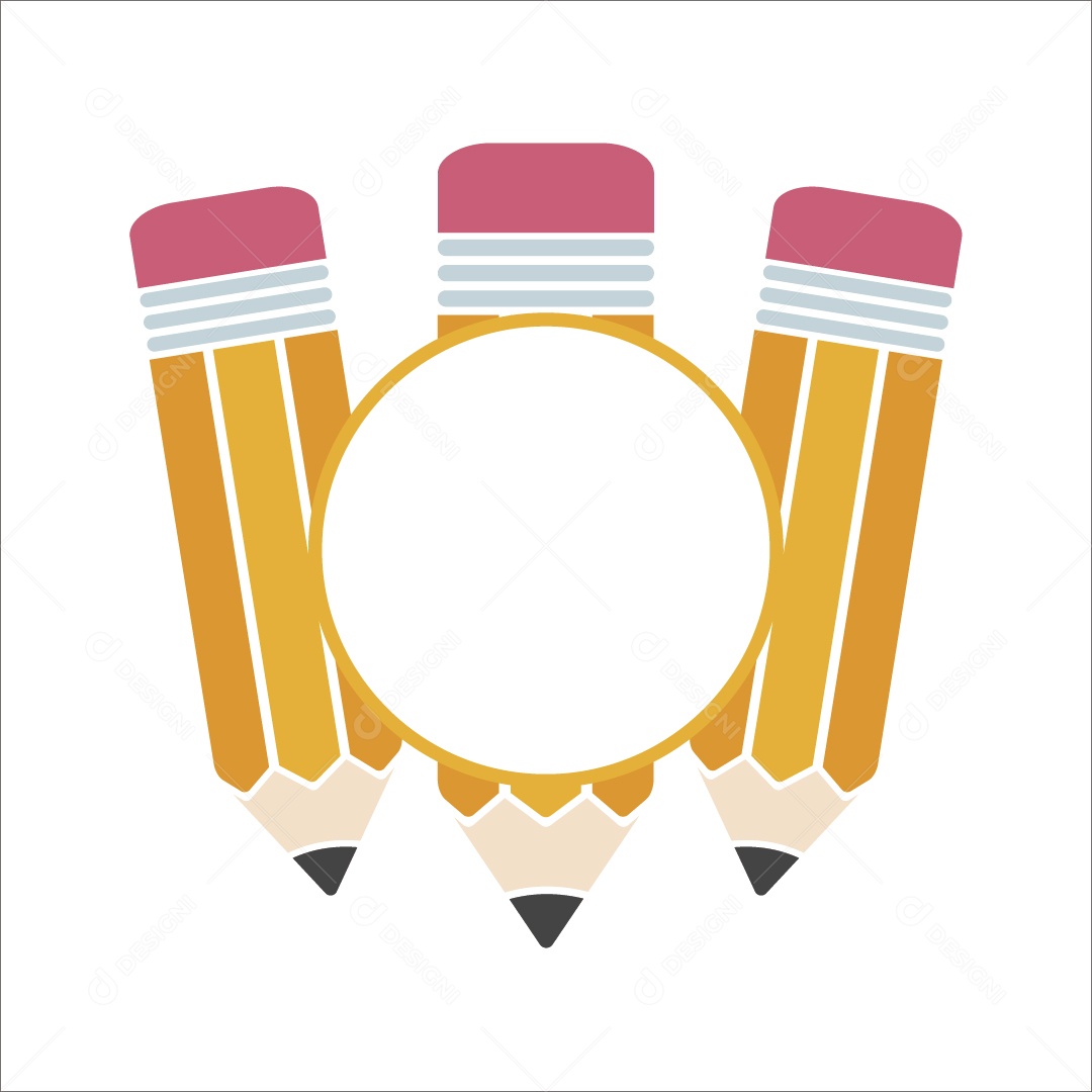 Lápis Amarelo com Borracha Ilustração Vetor EPS