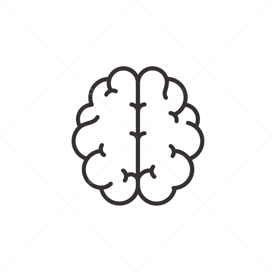 Cérebro Preto e Branco Ilustração Vetor EPS