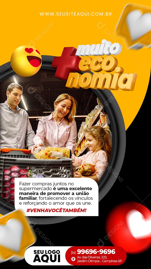 Social Media Story Muito Mais Economia Supermercado PSD Editável