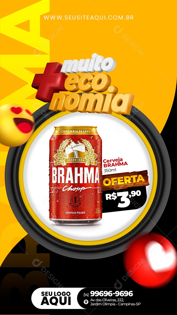 Social Media Story Muito Mais Economia Cerveja Brahma PSD Editável
