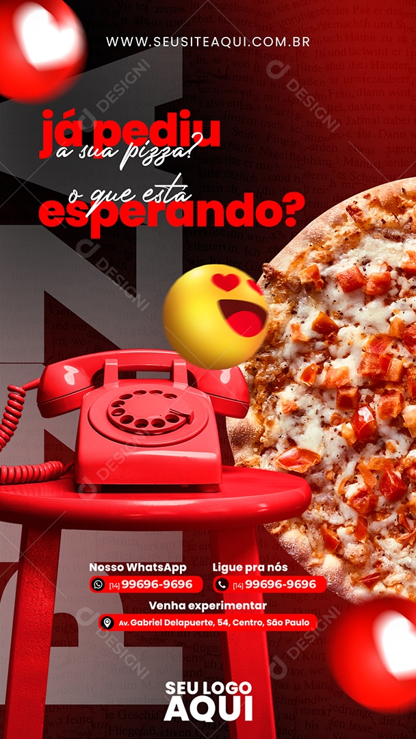 Story Já Pediu a Sua Pizza Social Media PSD Editável
