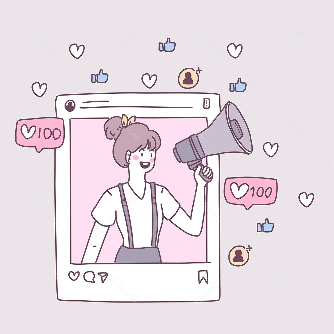 Mulher Usando Celular Vetor EPS