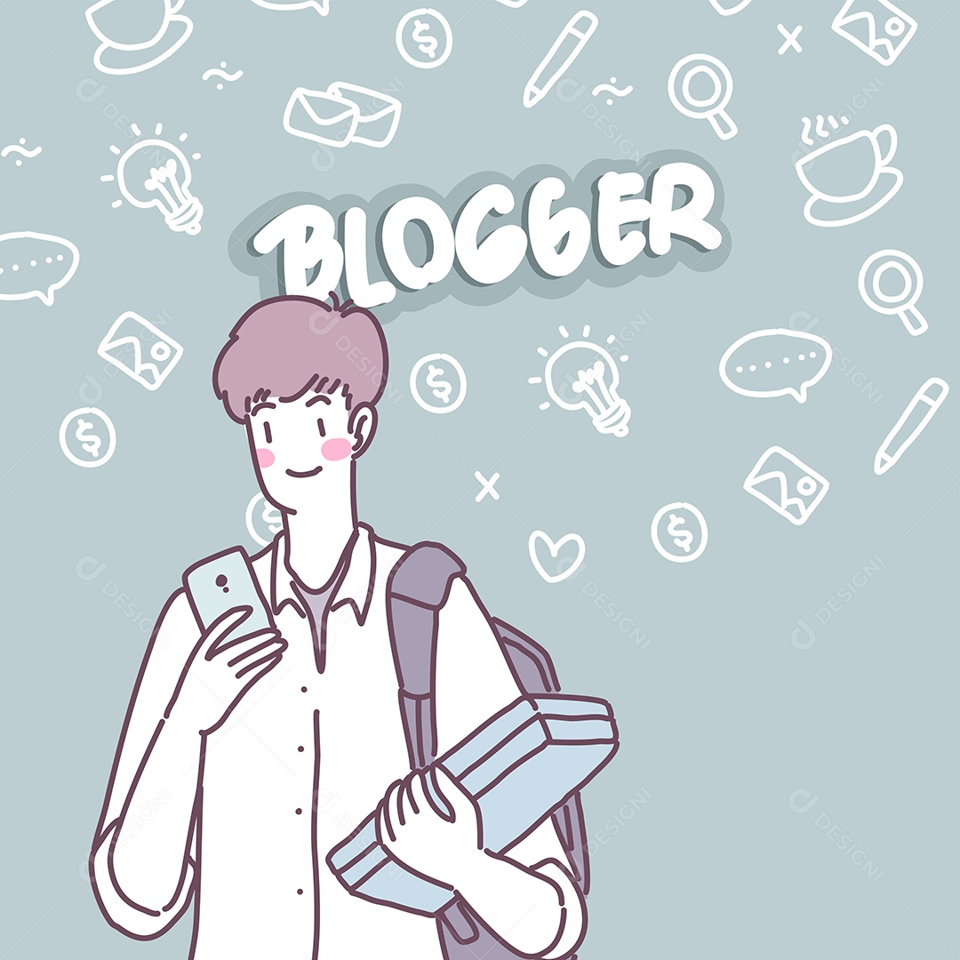 Personagem Blogueiro Vetor EPS