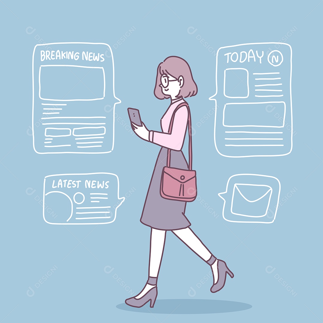 Personagem Usando Celular Vetor EPS