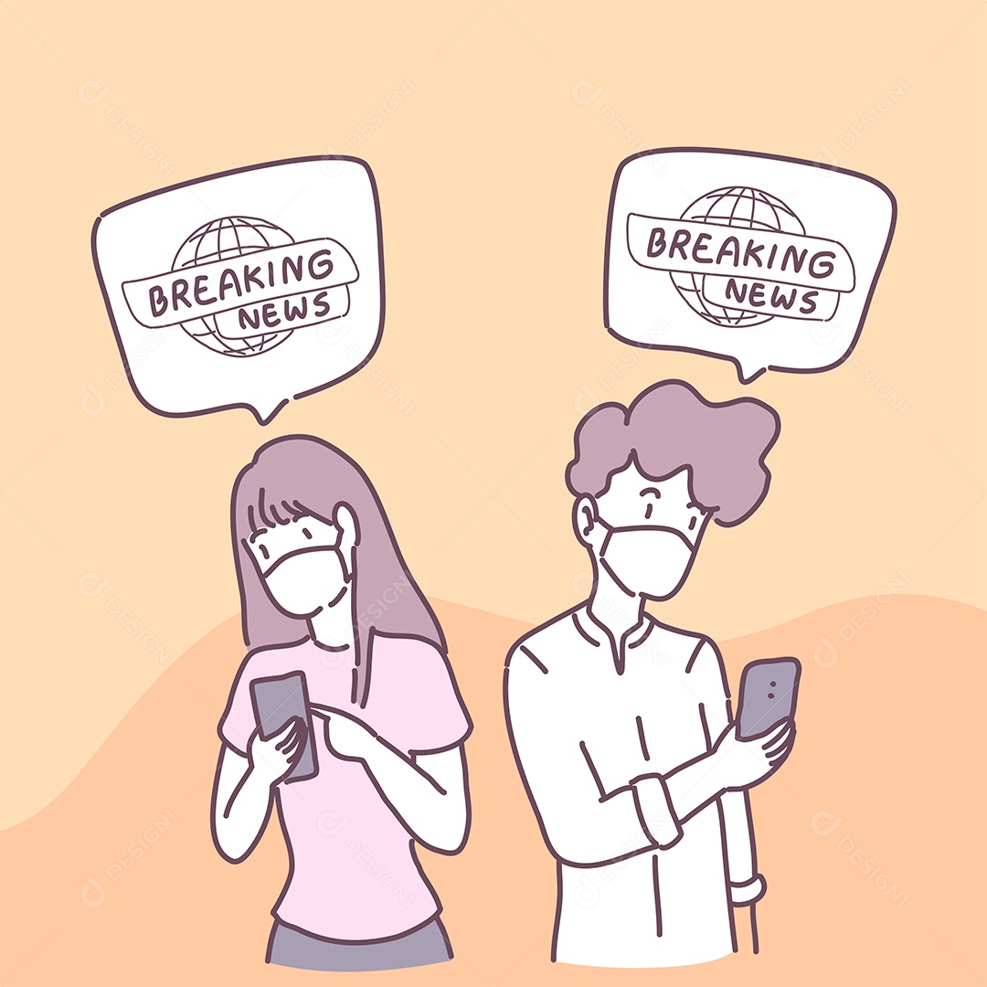 Personagens Usando Celular Vetor EPS