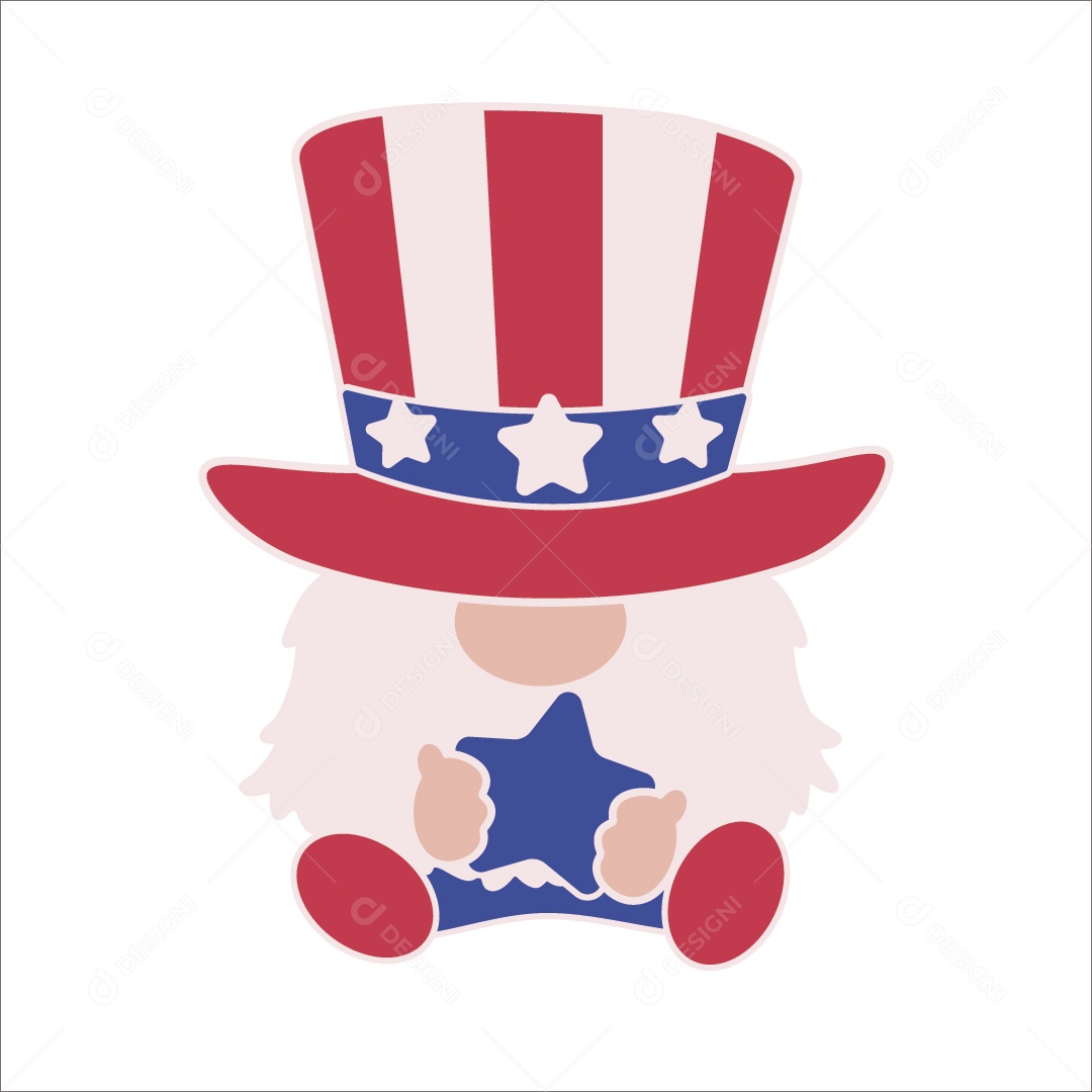 Gnomo do Dia da Independência dos Estados Unidos Ilustração Vetor EPS