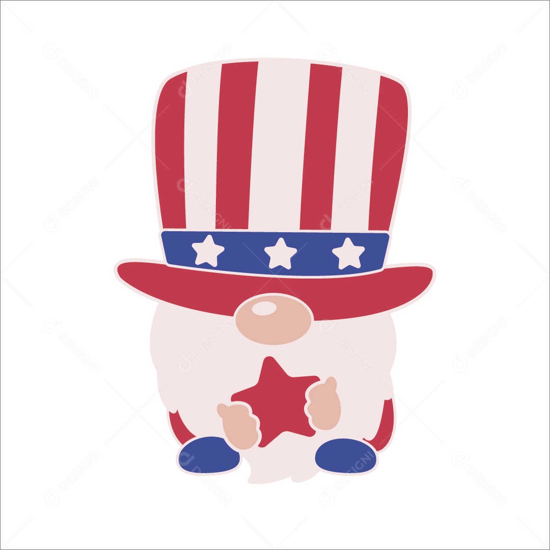 Gnomo do Dia da Independência dos Estados Unidos Ilustração Vetor EPS