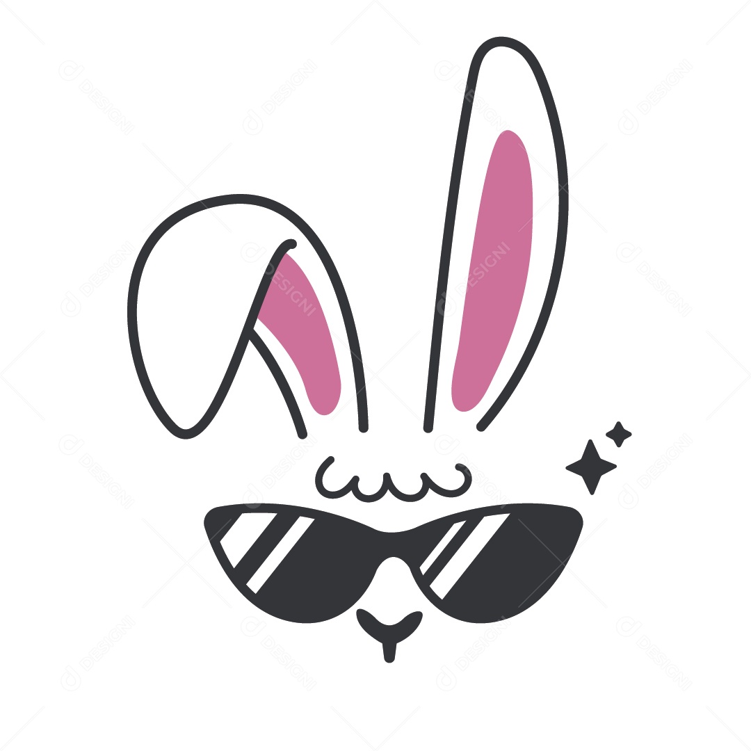 Coelho com Óculos Ilustração Vetor EPS