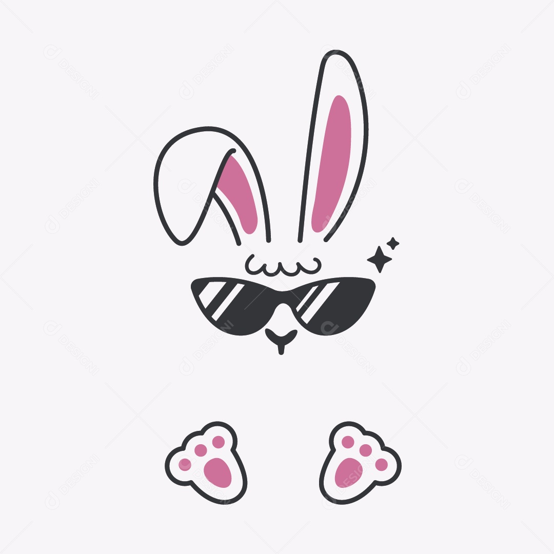 Coelho com Óculos Ilustração Vetor EPS