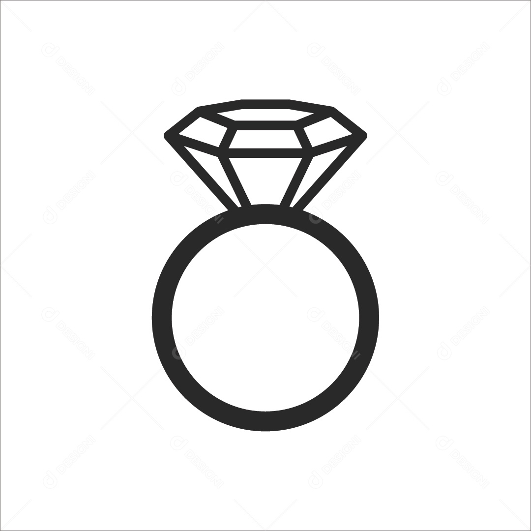 Anel de Diamante Preto e Branco Ilustrações Vetor EPS