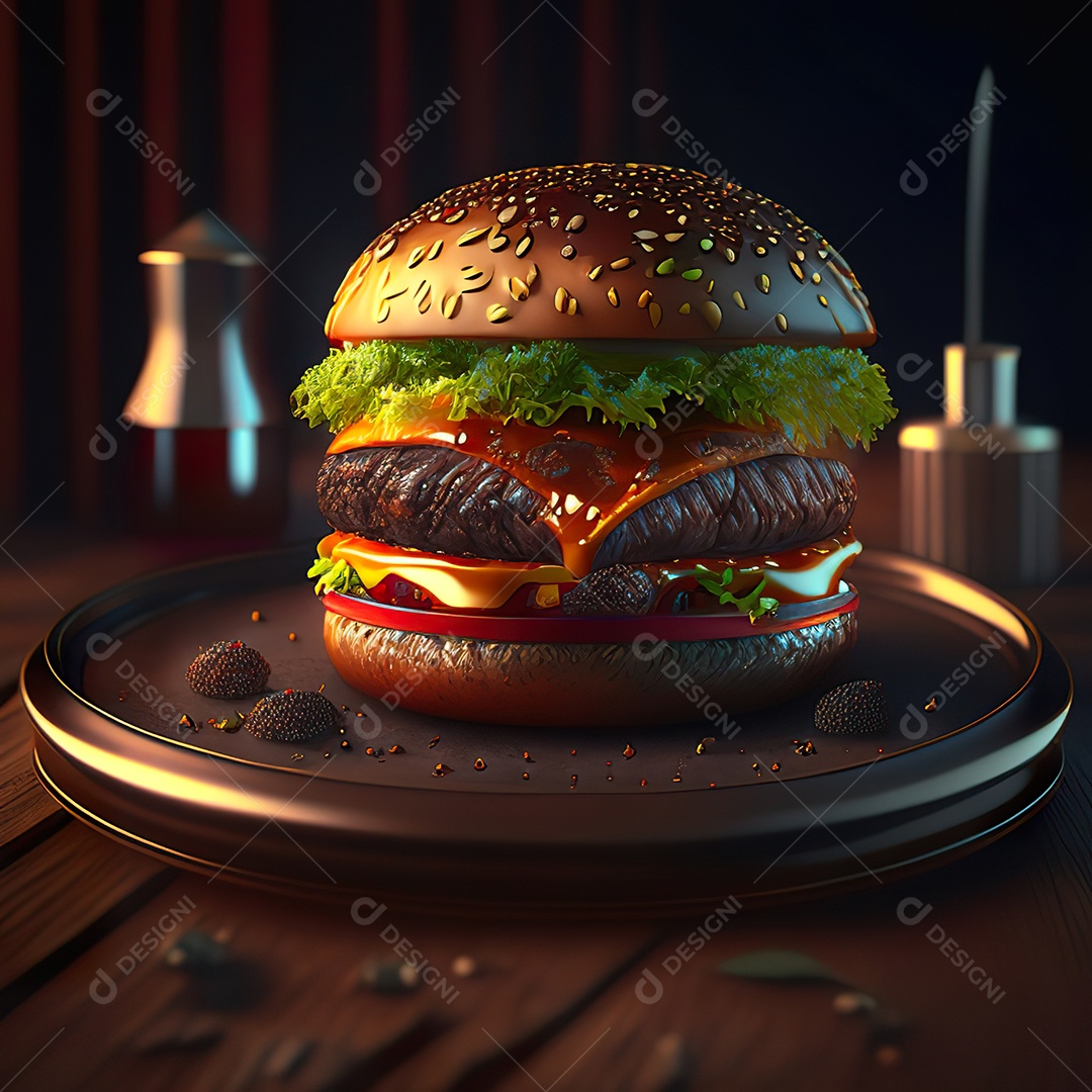 Imagem realista de hambúrguer delicioso