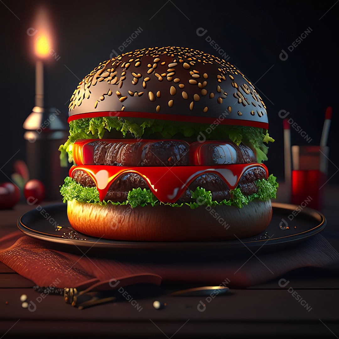 Imagem realista de hambúrguer delicioso