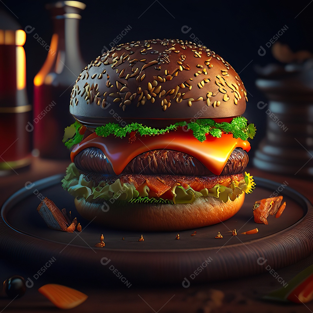 Imagem realista de hambúrguer delicioso