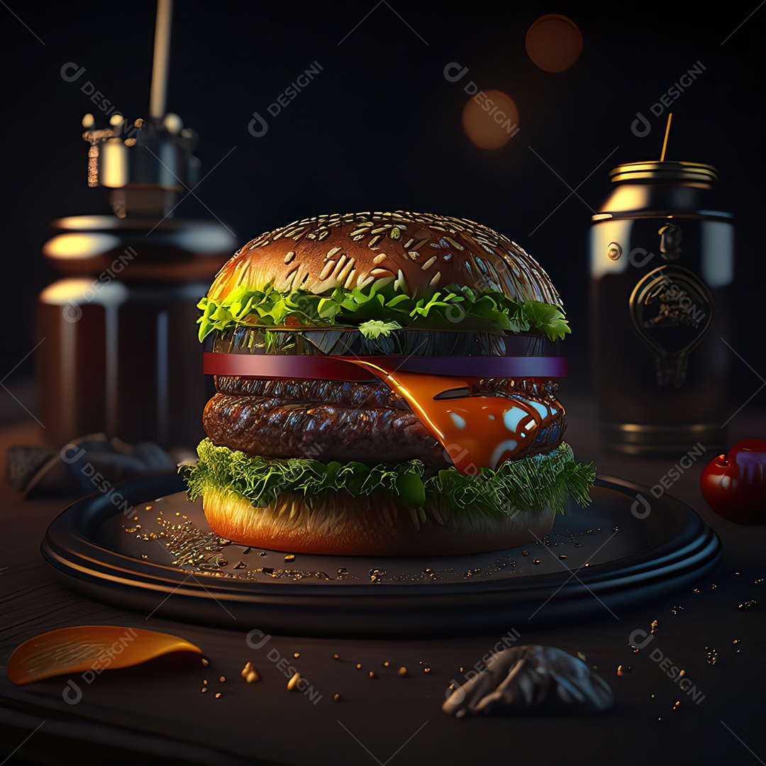 Imagem realista de hambúrguer delicioso