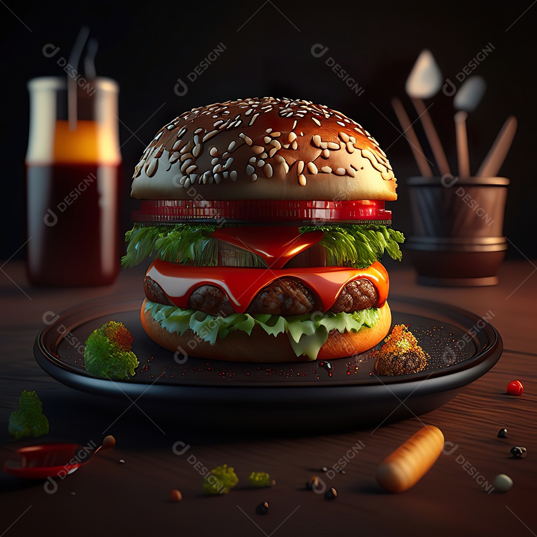 Imagem realista de hambúrguer delicioso