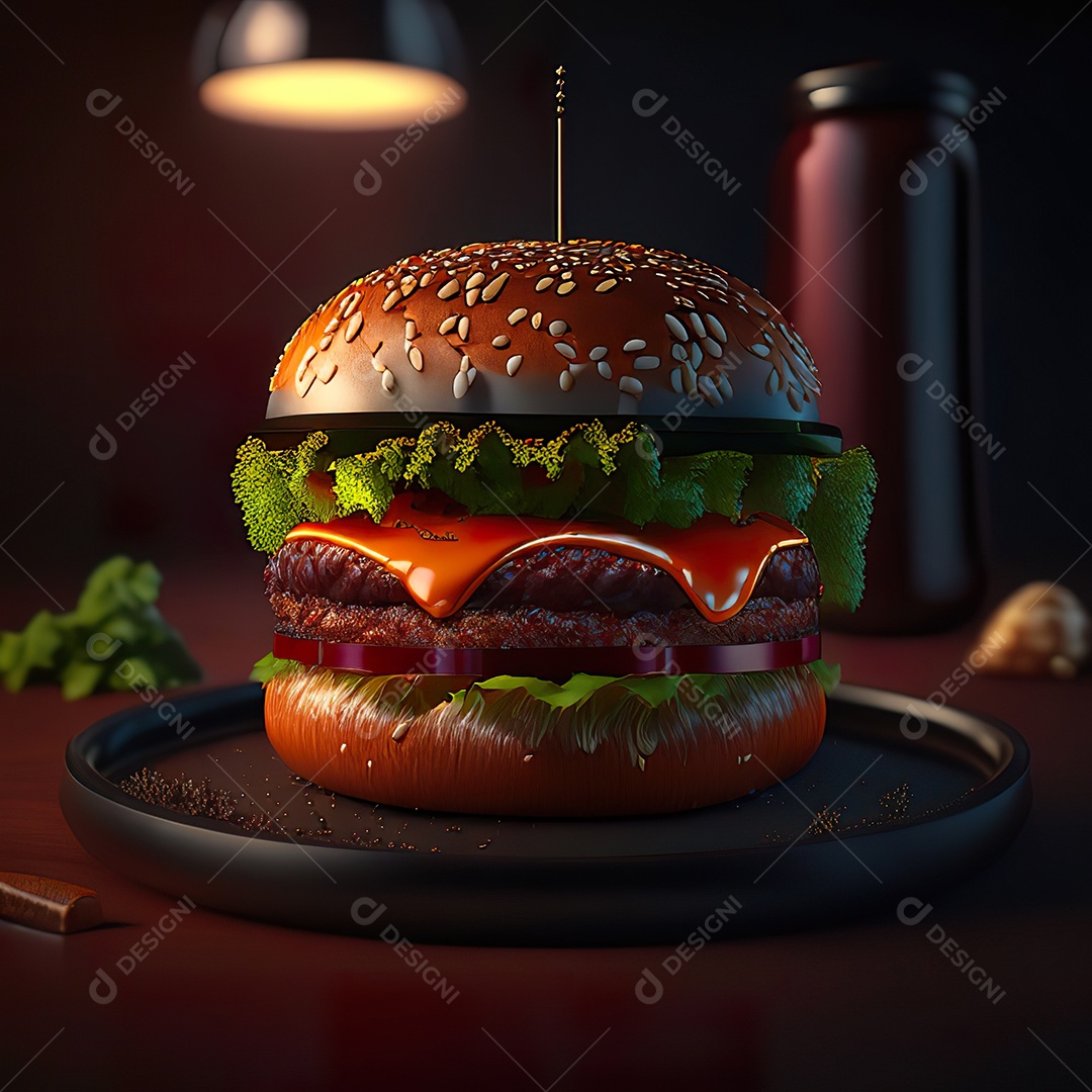 Imagem realista de hambúrguer delicioso