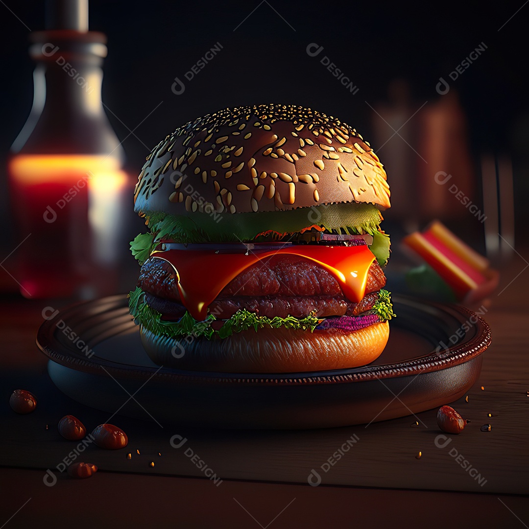 Imagem realista de hambúrguer delicioso