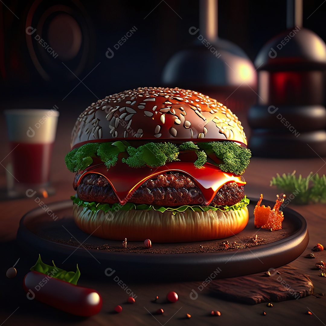 Imagem realista de hambúrguer delicioso