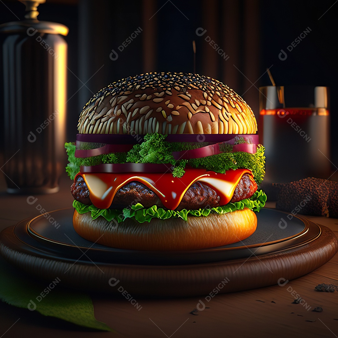 Imagem realista de hambúrguer delicioso