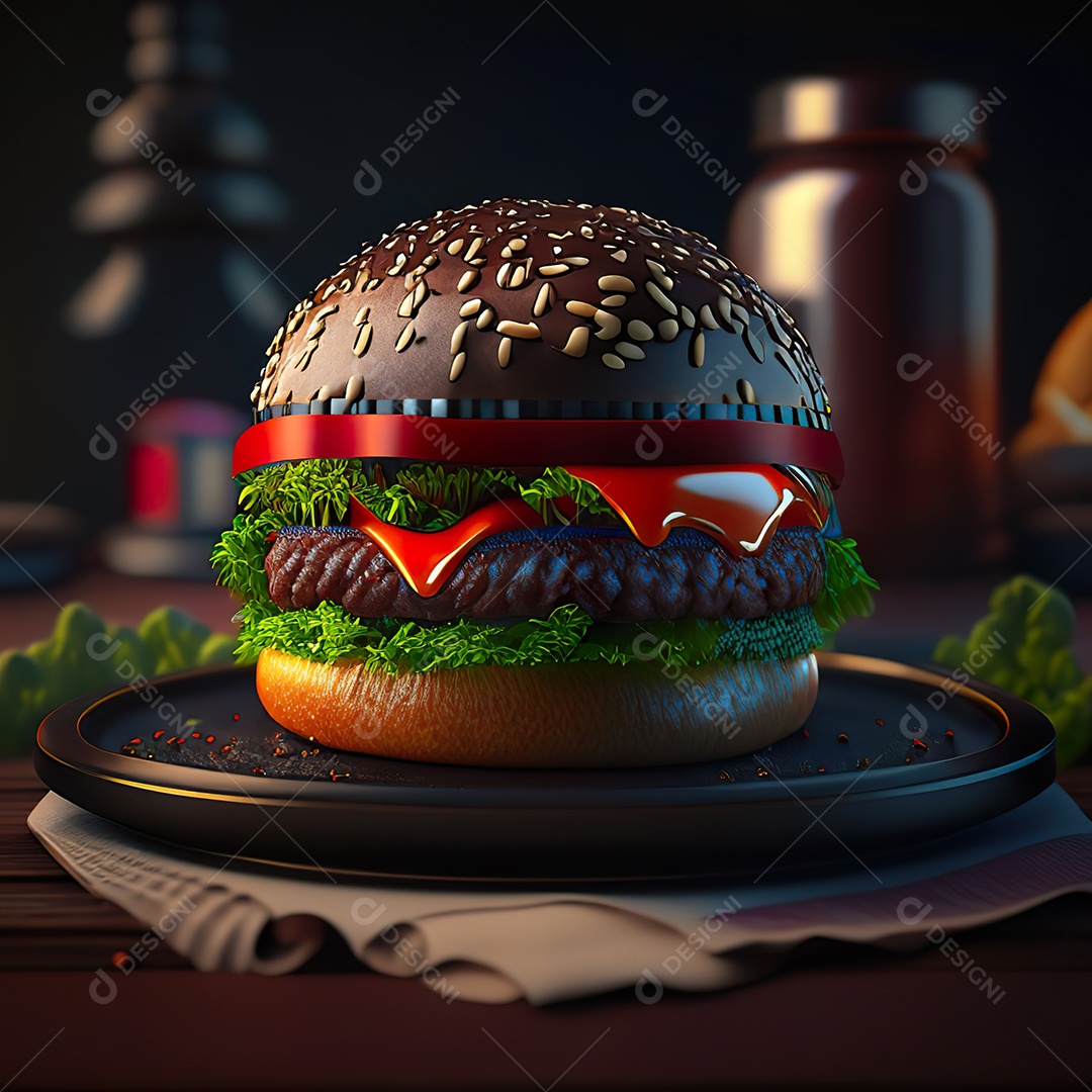 Imagem realista de hambúrguer delicioso