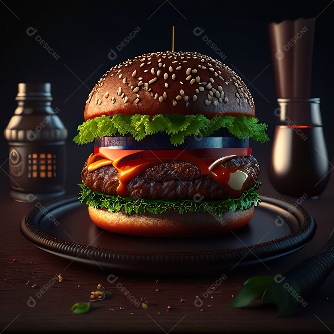 Imagem realista de hambúrguer delicioso