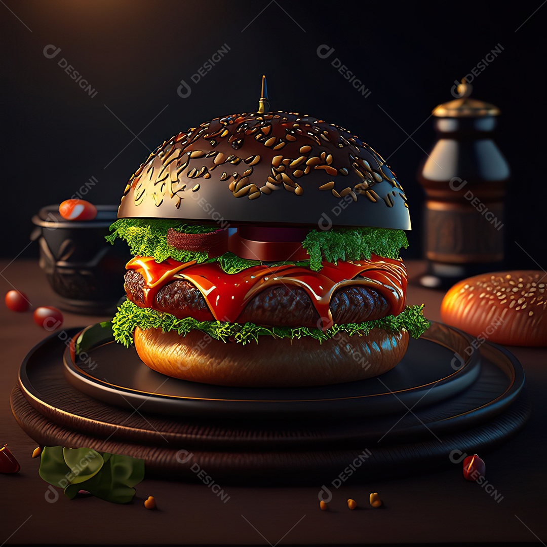 Imagem realista de hambúrguer delicioso