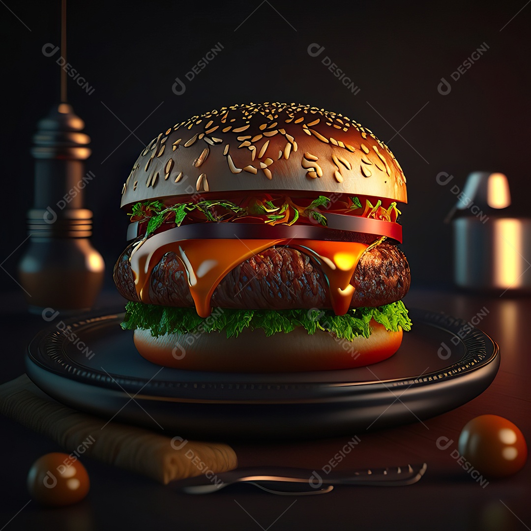 Imagem realista de hambúrguer delicioso