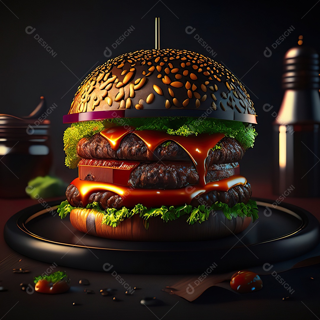 Imagem realista de hambúrguer delicioso