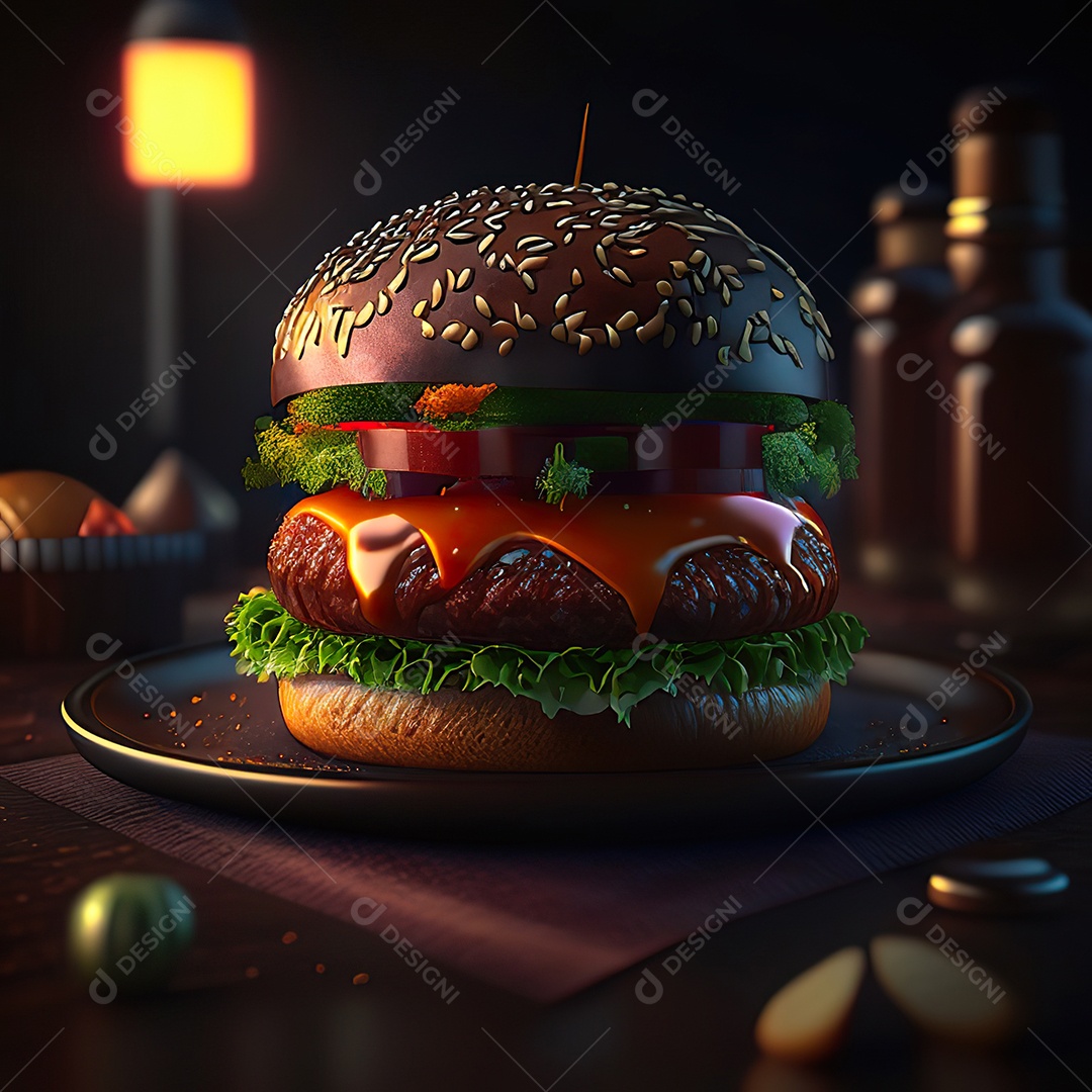 Imagem realista de hambúrguer delicioso