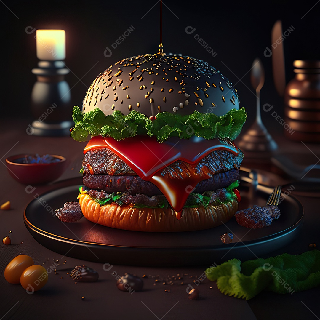 Imagem realista de hambúrguer delicioso