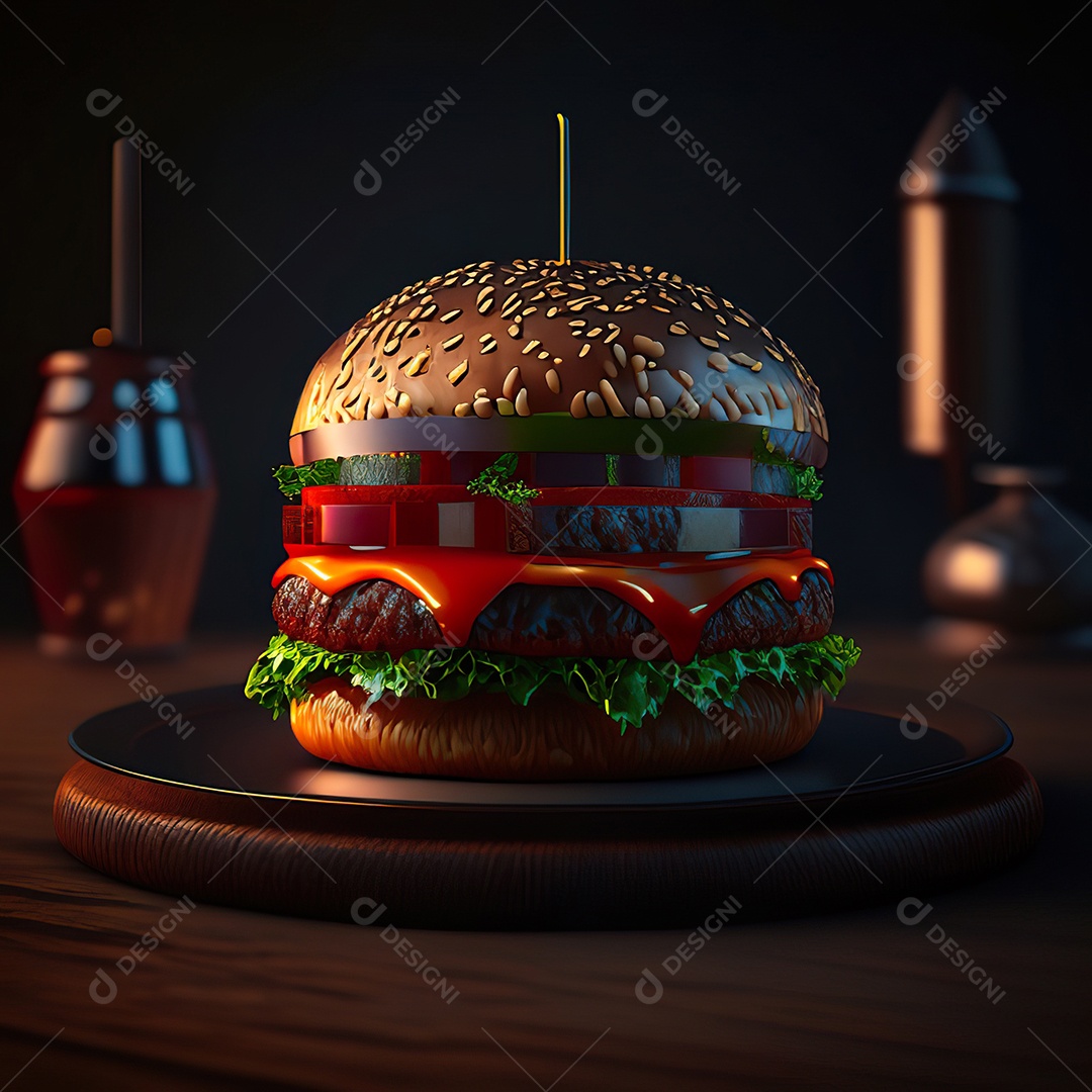 Imagem realista de hambúrguer delicioso