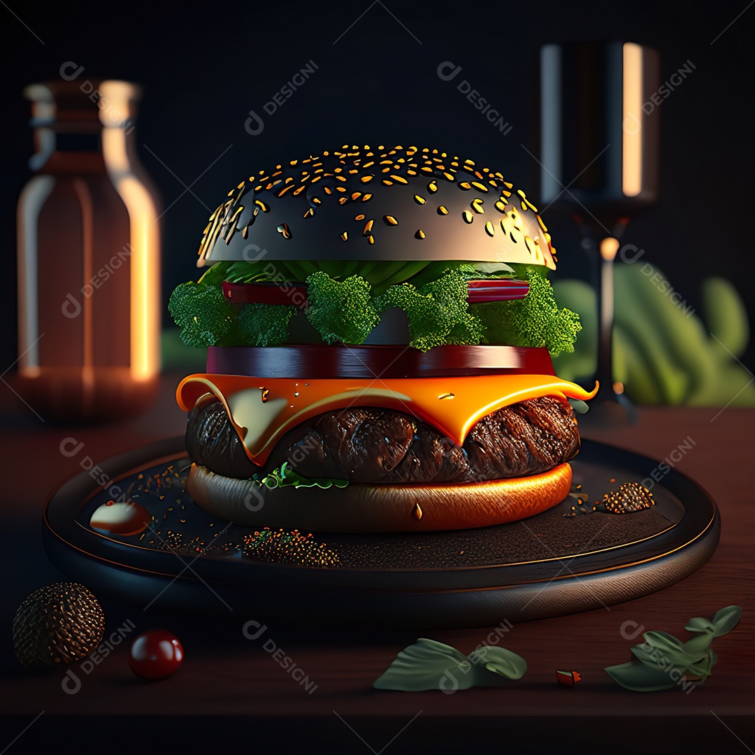 Imagem realista de hambúrguer delicioso