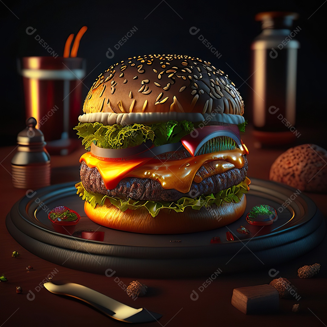 Imagem realista de hambúrguer delicioso