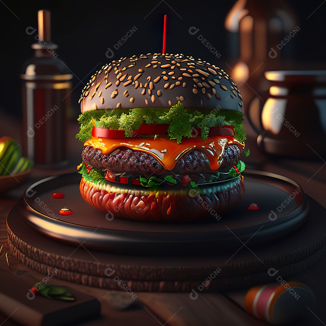 Imagem realista de hambúrguer delicioso