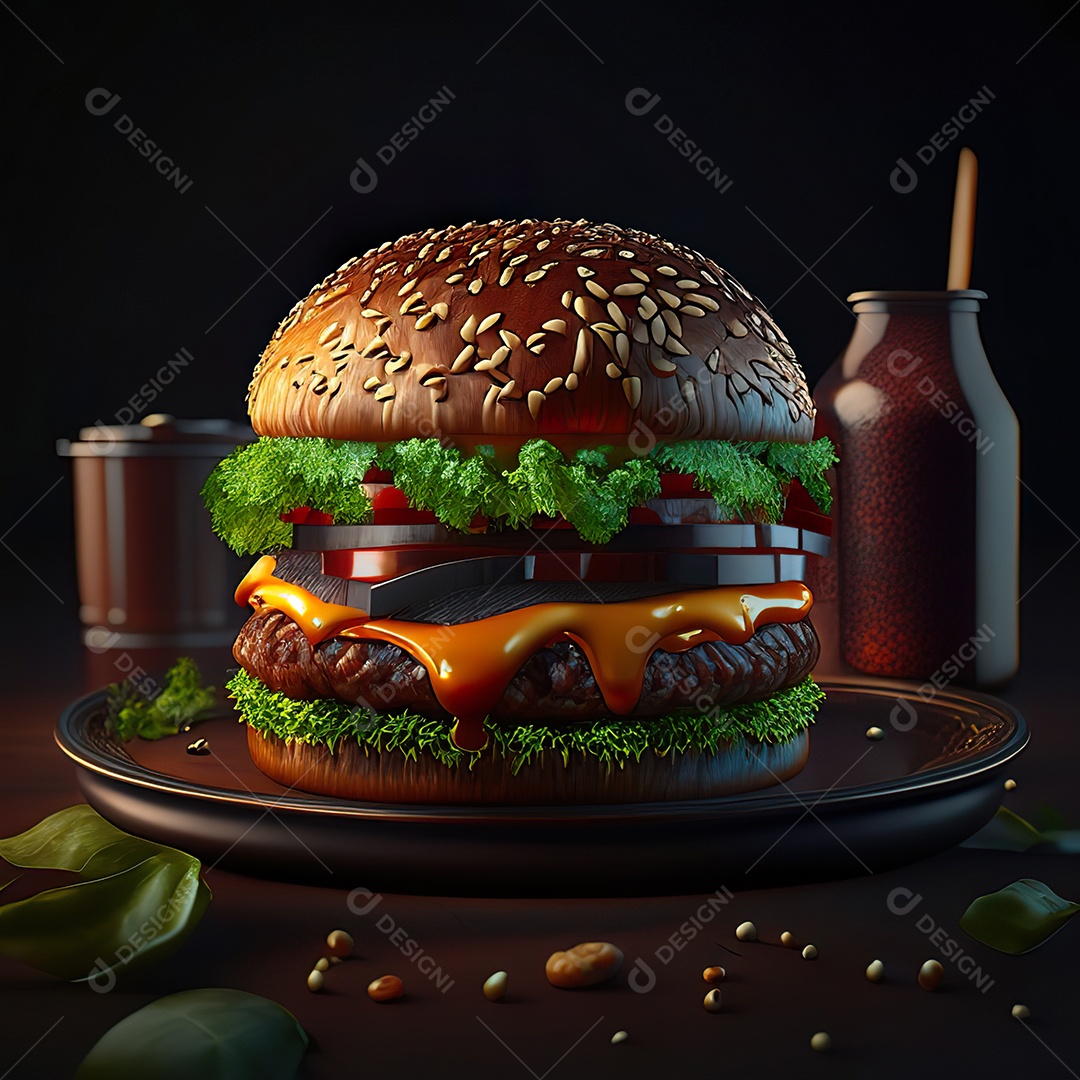 Imagem realista de hambúrguer delicioso