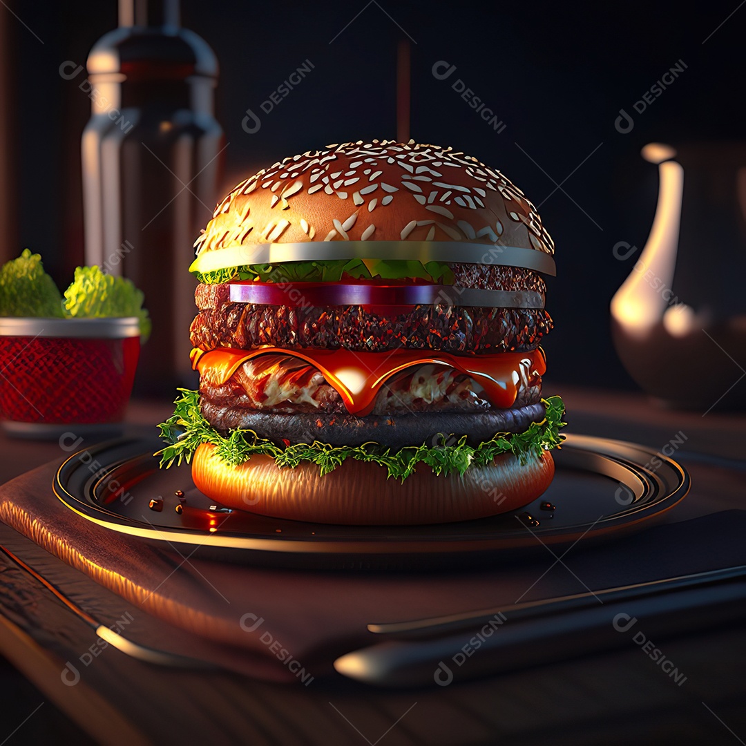 Imagem realista de hambúrguer delicioso